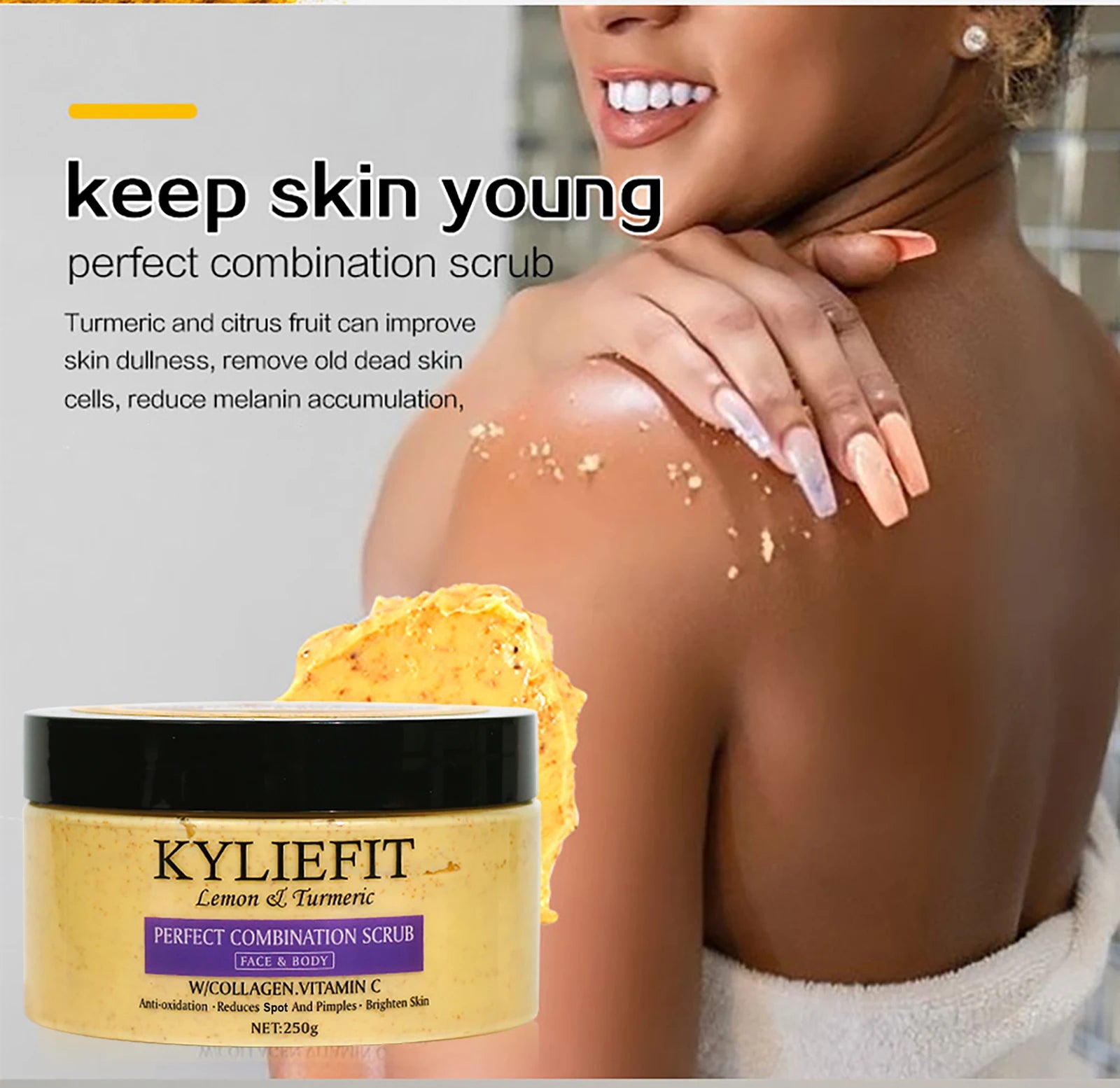 AILKE Organic Turmeric Skin Care Set, Reduce Acne, Cleaning Skin, Exfoliation, Whiten Skin, Even Skin Tone, Improve Dry Skin