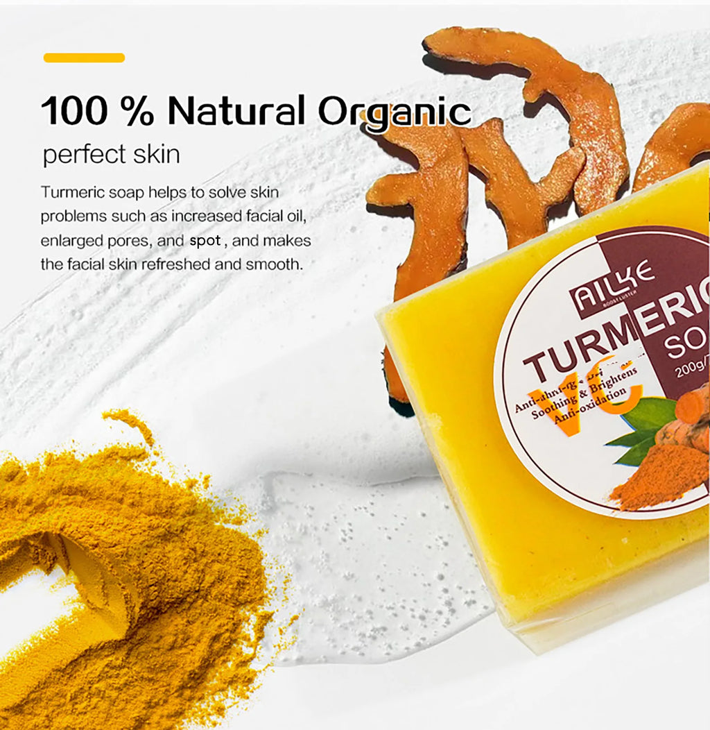 AILKE Organic Turmeric Skin Care Set, Reduce Acne, Cleaning Skin, Exfoliation, Whiten Skin, Even Skin Tone, Improve Dry Skin