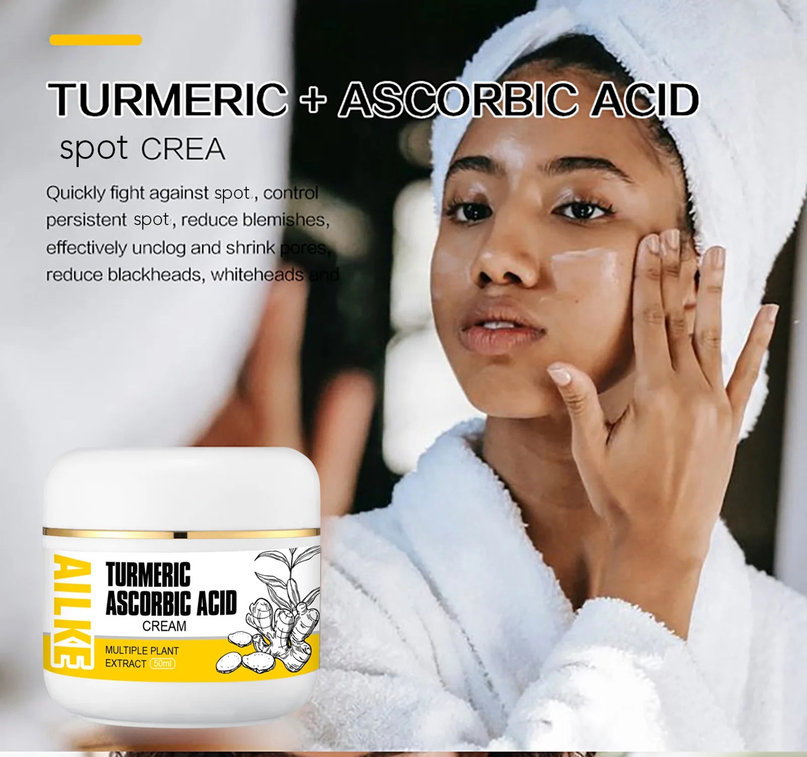 AILKE Organic Turmeric Skin Care Set, Reduce Acne, Cleaning Skin, Exfoliation, Whiten Skin, Even Skin Tone, Improve Dry Skin