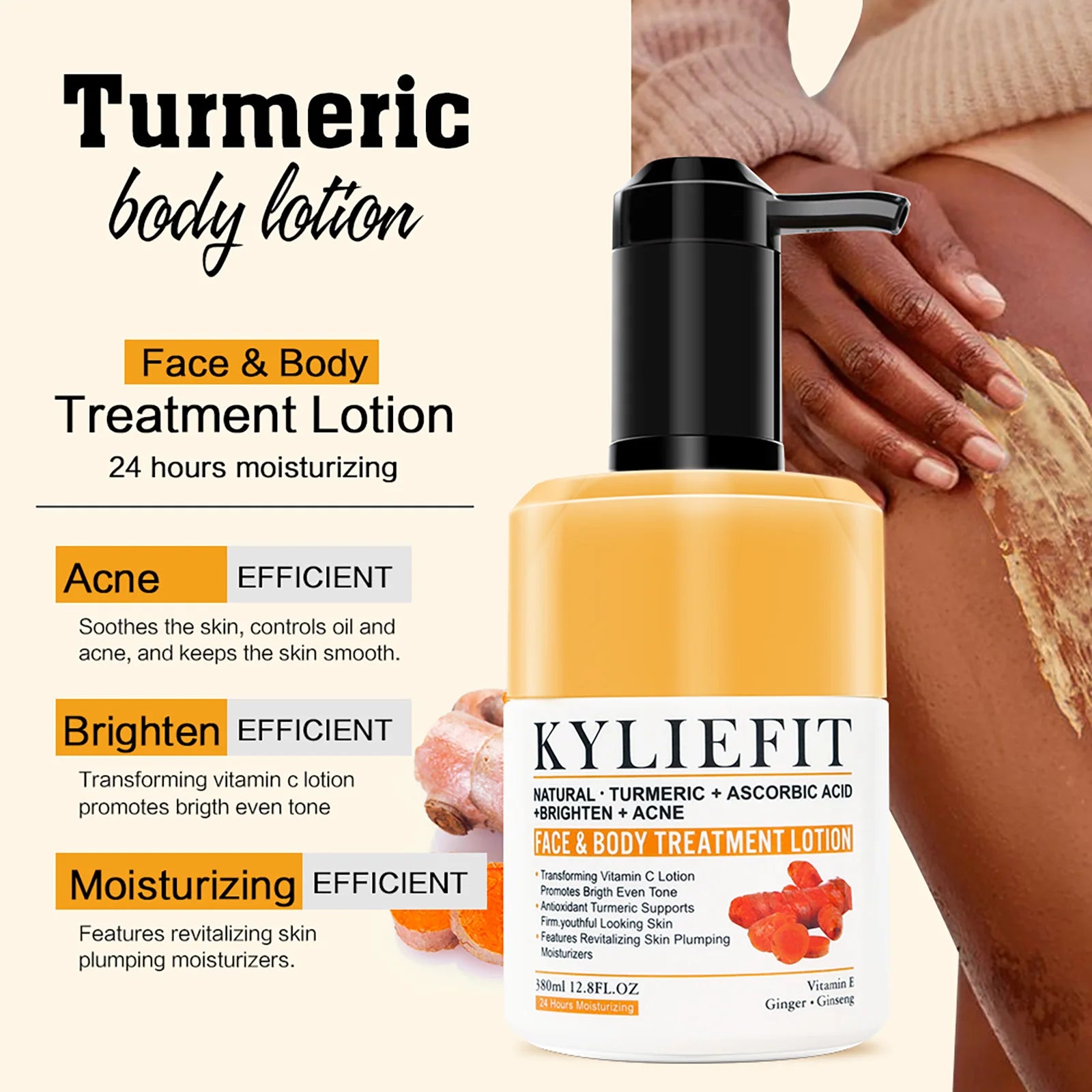 AILKE Organic Turmeric Skin Care Set, Reduce Acne, Cleaning Skin, Exfoliation, Whiten Skin, Even Skin Tone, Improve Dry Skin