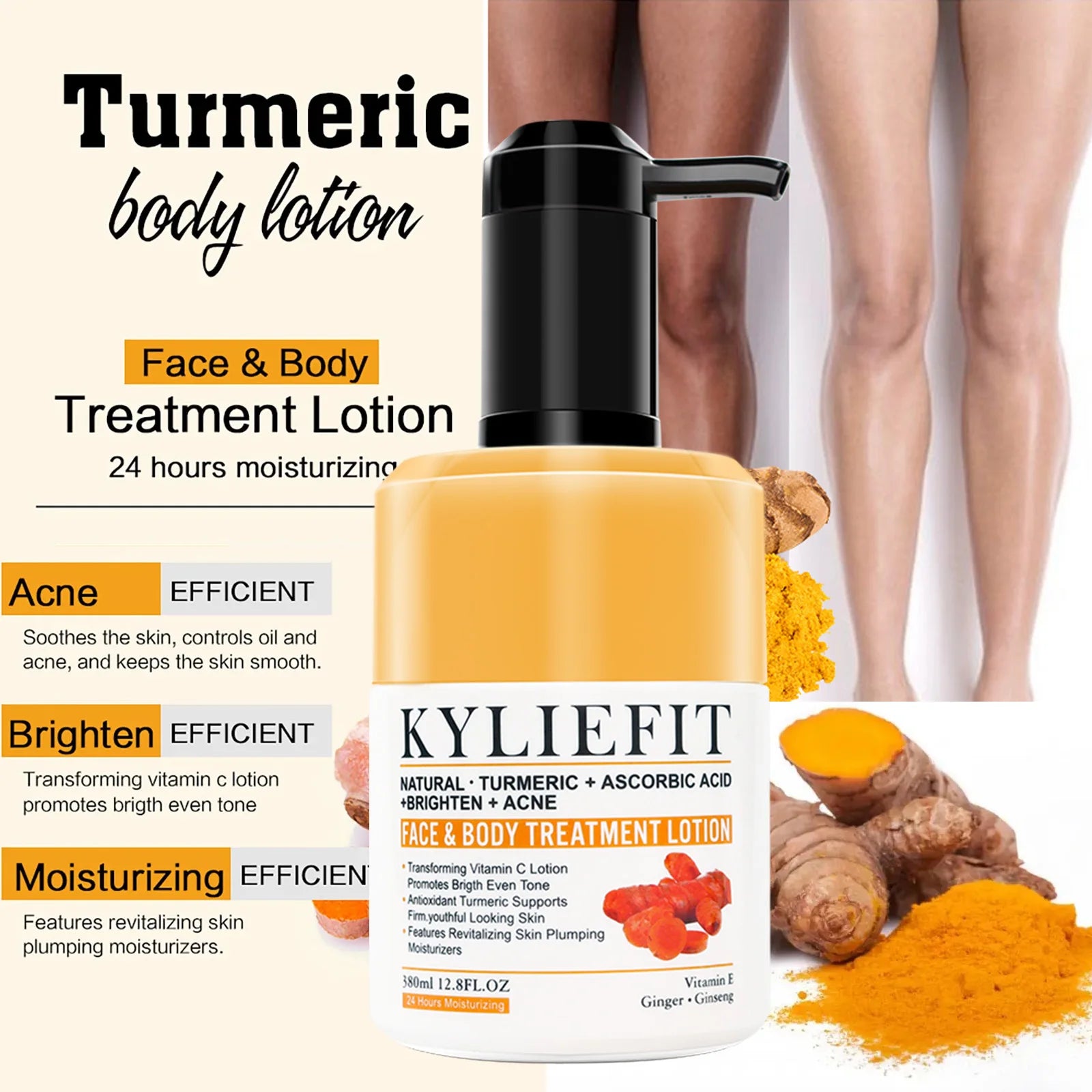 AILKE Organic Turmeric Skin Care Set, Reduce Acne, Cleaning Skin, Exfoliation, Whiten Skin, Even Skin Tone, Improve Dry Skin