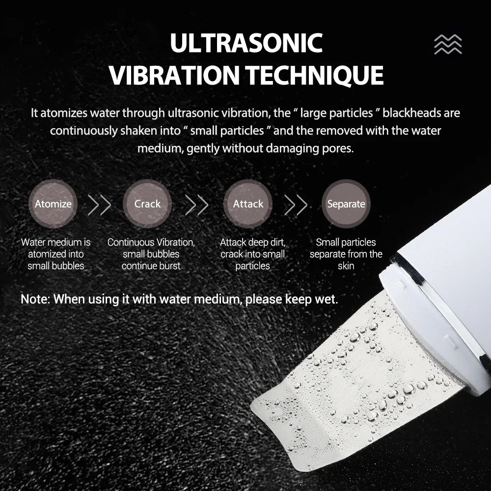 Ultrasonic Skin Scrubber Peeling Blackhead Remover Machine EMS Deep Face Cleaning Ultrasonic Ion Acne Pore Cleaner Facial Shovel